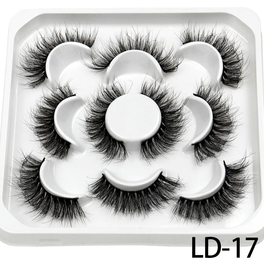 5 Pairs 25mm 3D Mink Eyelashes Bulk Russian roll Fluffy Natural False Eyelash Dramatic Mink lashes Makeup tools Wholesale lashse