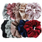 10/5pcs/lot Accessoires Women Girls Silky Satin Hair Scrunchies Solid Elastic Elegant Rubber Band Headwear Holder Scrunchy Black