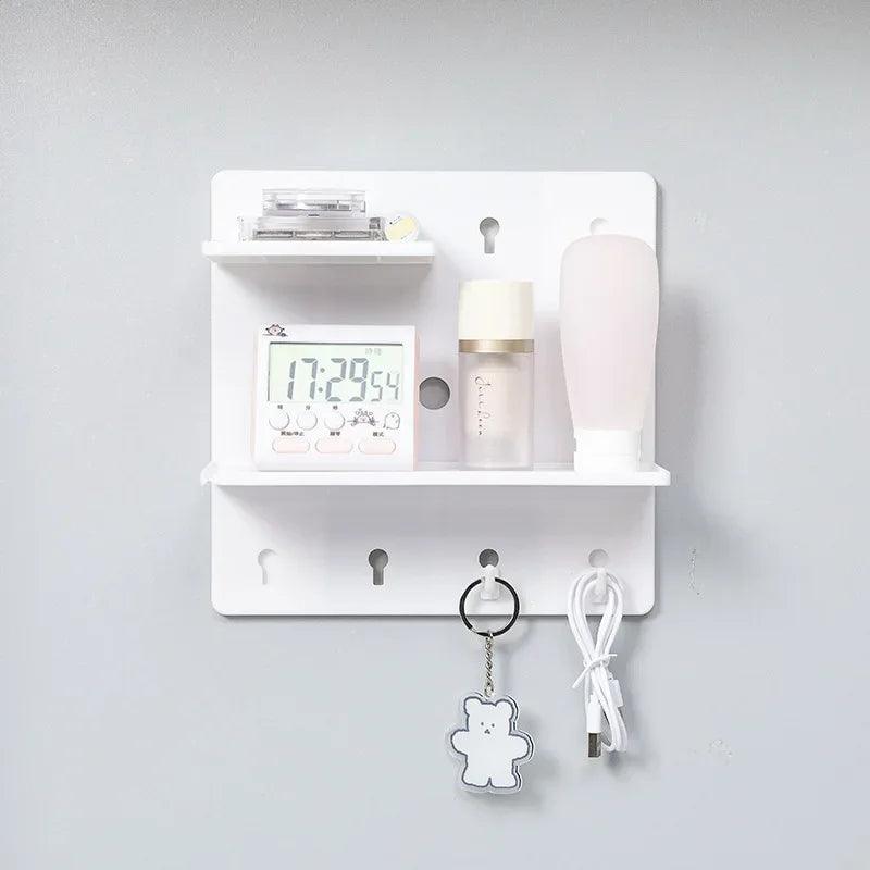 Room Decor Hole Board Wall Shelf Hooks Desk Organizer Make Up Organizers Room Storage Rack Home Accessories Punch-free Holes