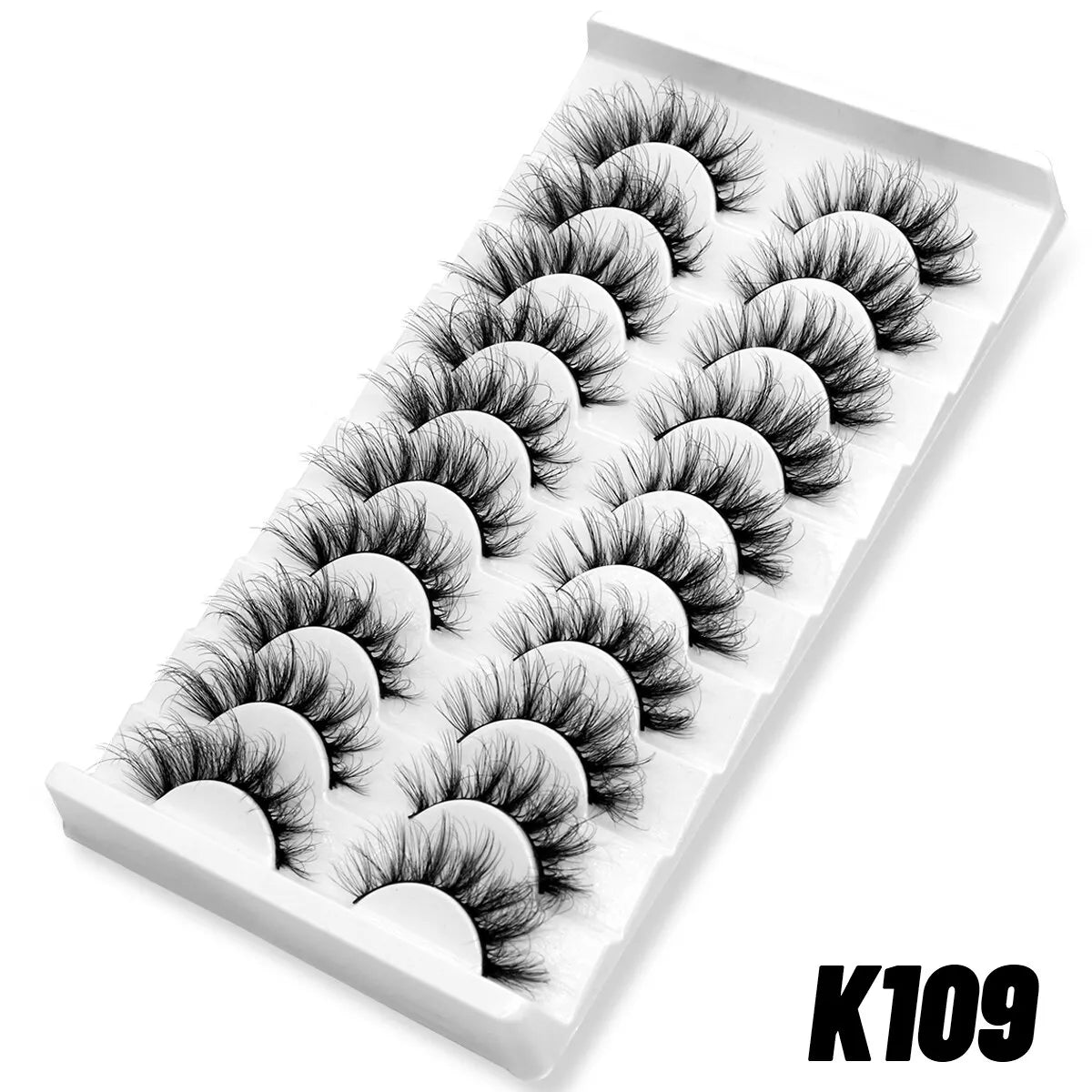 GROINNEYA 3D False Eyelashes 10 Pairs Eyelashes 3D Mink Lashes Faux Mink Fluffy Lash Soft Full Thick Wispy Eyelashes Extension