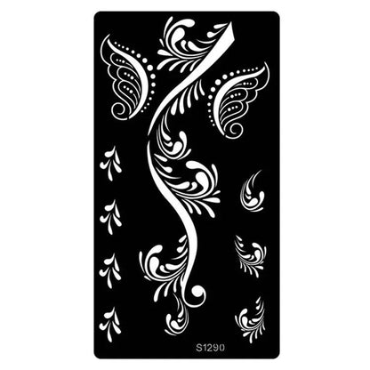 Heallor Indian Henna Hollow Temporary Tattoo Stencil Sticker Body Face Arm Hand Painting Tattoo Templates Sticker Tattoo Stencil