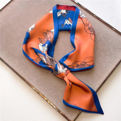 2023 New Luxury Brand Skinny Neckerchief Scarf For Women Satin Silk Ribbons Bandana Ladies Neck Tie Wrist Wrap Shawl Echarpe