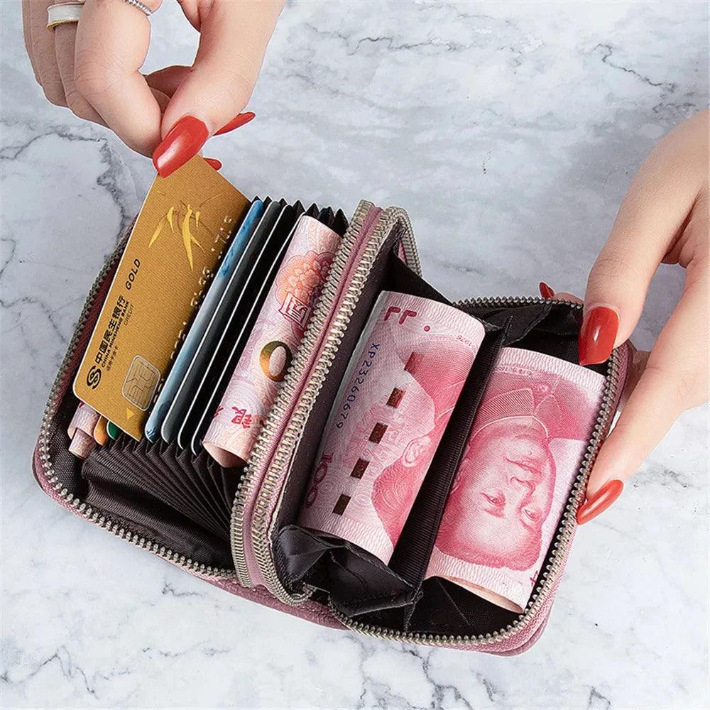 1Pc Women Leather Wallet Double Zipper For Credit Card Holder Female Coin Purse Fashion Clutch Bag Small Money Bag Cartera Mujer