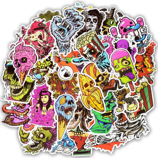 10/30/50pcs Vintage Terror Series Skeleton Stickers Laptop Skateboard Luggage Phone Car Motorcycle Cool Sticker Decal Kid Toy