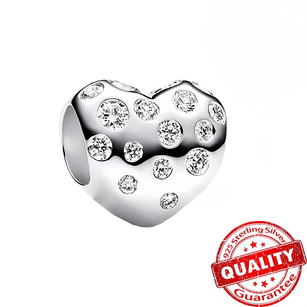 Sparkling Sterling Silver Lucky Crossover Star Heart Charm Fit Original Bracelets & Necklaces 925 Silver Bow Charm Jewelry DIY