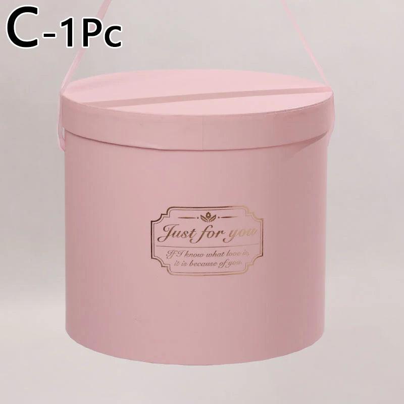 Round Floral Boxes Flower Packaging Paper Bag Gift Storage Box Snacks Candy Packaging Box With Lid Lanyard