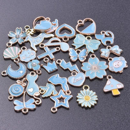 New Kawaii 10PCS/Lot Bulk Random Mix 4 Color Dripping Oil Alloy Pendant Enamel Charms For Jewelry Women DIY Handmade Accessories