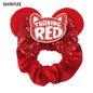 New Chic Disney Mickey Mouse Ears Hair Scrunchies Sequins 4"Bows Elastic Headband Women Velvet Girls DIY Hair Accessories Gift