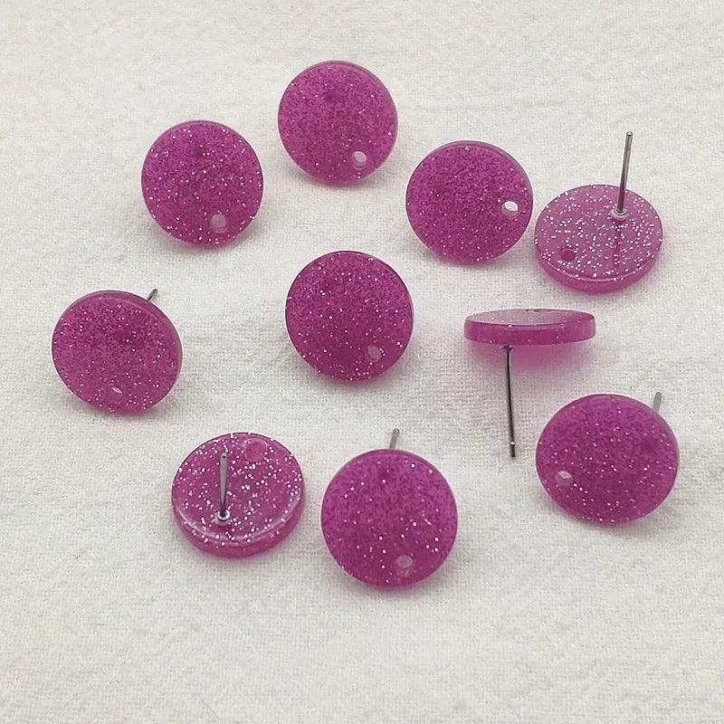 New Arrival! 14/16mm 100pcs/lot Acrylic Coin-Shape Glitter Color Earring Studs For Earrings Accessories/Parts Jewelry DIY Making