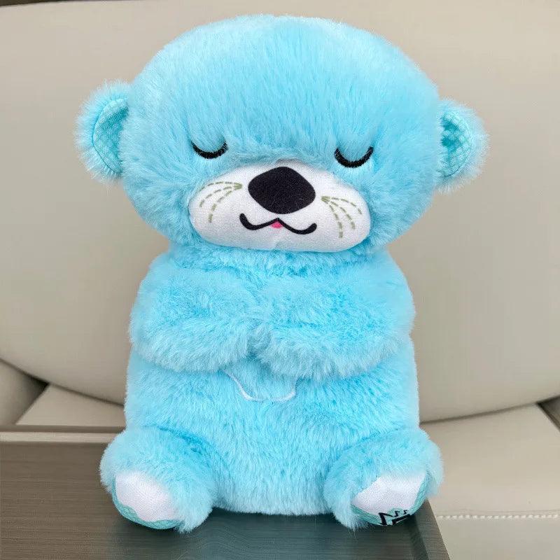 New Breathing Bear Baby Soothing Otter Plush Doll Toy Baby Kids Soothing Music Sleeping Companion Sound and Light Doll Toy Gift