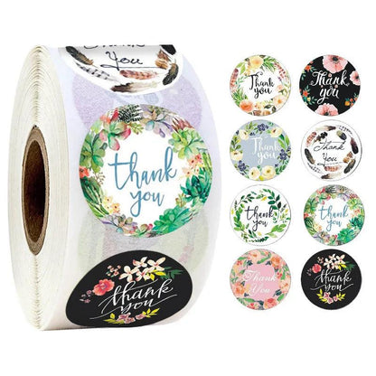 500pcs Round Labels Kraft Paper Thank You Sticker Dragees Candy Bag Flower Gift Box Cake Boxes and Packaging Wedding Stickers