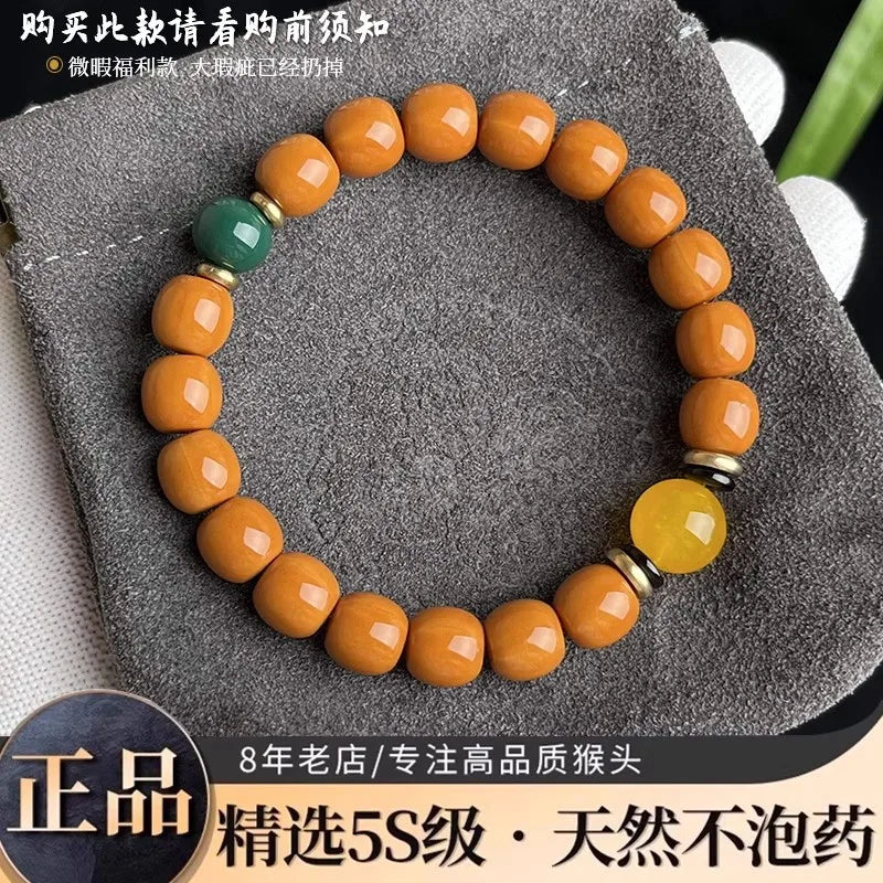 Wild Straight Cut Monkey Bracelet Men's Carving Jingbaleng Hexagonal Old Light Bead Crafts Shark Dorsal Disk Playing Buddha