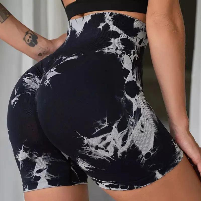 Yoga Shorts for Women Sports Tie Dye Seamless Cycling Running Shorts High Waisted Sports Workout Gym Fitness Shorts S M L XL