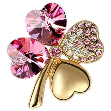 Crystal four leaf clover Brooch romantic fashion jewelry accessories charm girl lover gift summer birthday quality dropshipping