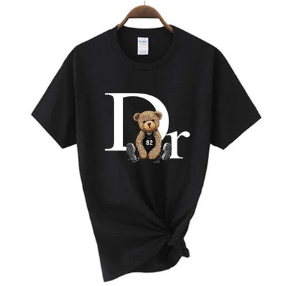 Luxury Brand Cute Bear Print Women T-shirt  Tshirt Summer Graphic Fashion Female T Shirts Woman Clothing Free Shipping