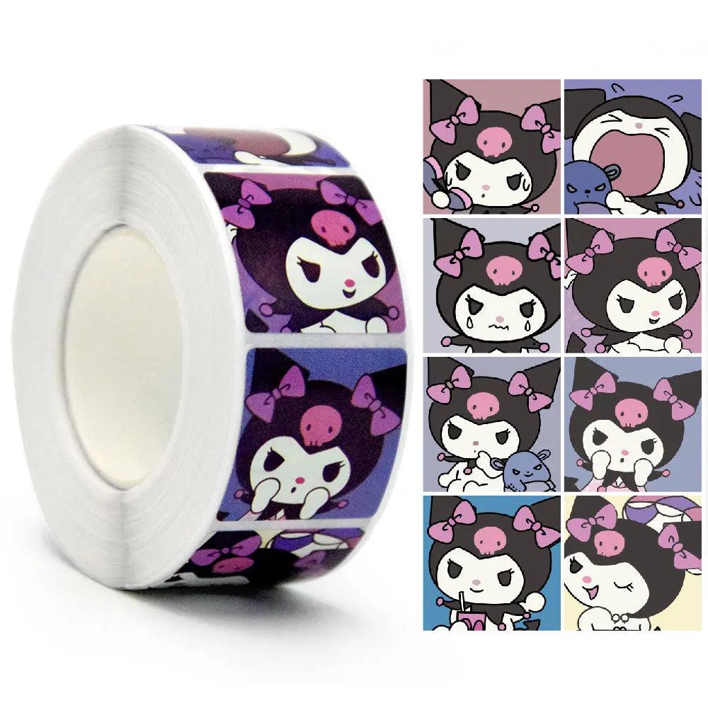 500Pcs/Roll Sanrio Stickers Kawaii Hello Kitty Melody Kuromi Cinnamoroll Luggage Graffiti Decals Kid Toy Decoration Sticker Gift