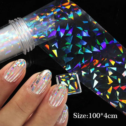 Aurora Chrome Nail Foil Mirror Effect Nail Pigment Irridescent Glitter Heart Marble Foil Sticker Decoration Manicure Wraps