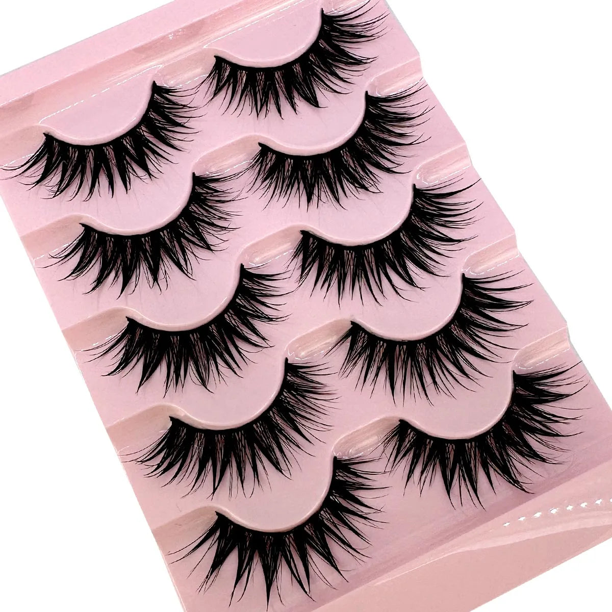 NEW 5Pairs Natural 3D Dramatic Fairy Clusters Manga Lashes Fake Eyelashes Wet Look Cosplay Lashes