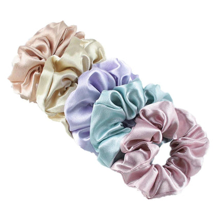 10/5pcs/lot Accessoires Women Girls Silky Satin Hair Scrunchies Solid Elastic Elegant Rubber Band Headwear Holder Scrunchy Black