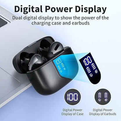 Wireless Earbuds Bluetooth Headphones, 40H Playtime Stereo IPX5 Waterproof Ear Buds, LED Power Display Cordless in-Ear Earphones