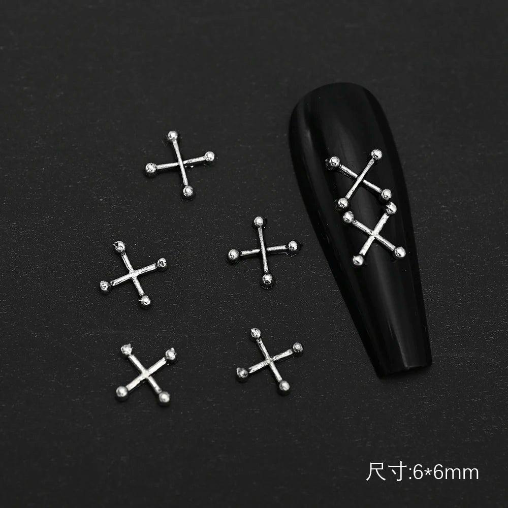 10/20Pcs Classic Full Glitter Rhinestones 3D Cross Nail Charms Luxury Alloy Nail Art Jewelry Manicure Accessories Nail Parts #JE