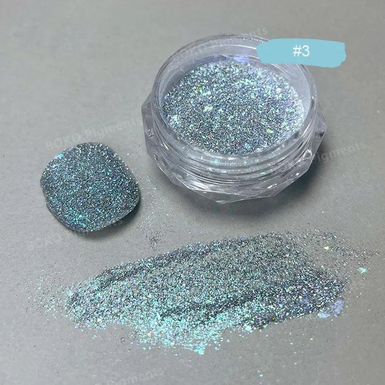 1Jar Aurora Broken Diamond Nail Powder Holographic Iridescent Aurora Powder Mermaid Pigment Glitter Nail Art Chameleon Powder