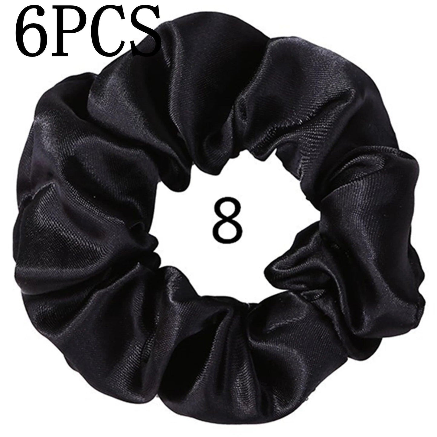 6pcs/lot Hair Scrunchies Bands Scrunchy Ties Ropes Ponytail Holder for Women or Girls Accessories Satin Headwear Solid 100 Color