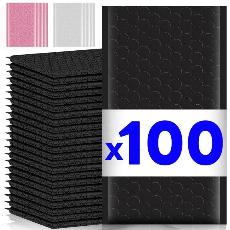 100-10 Pcs Black Pink Bubble Packaging Envelopes Mailing Poly White Envelope for Shipping Self Seal Bubble Bag Padding Wholesale