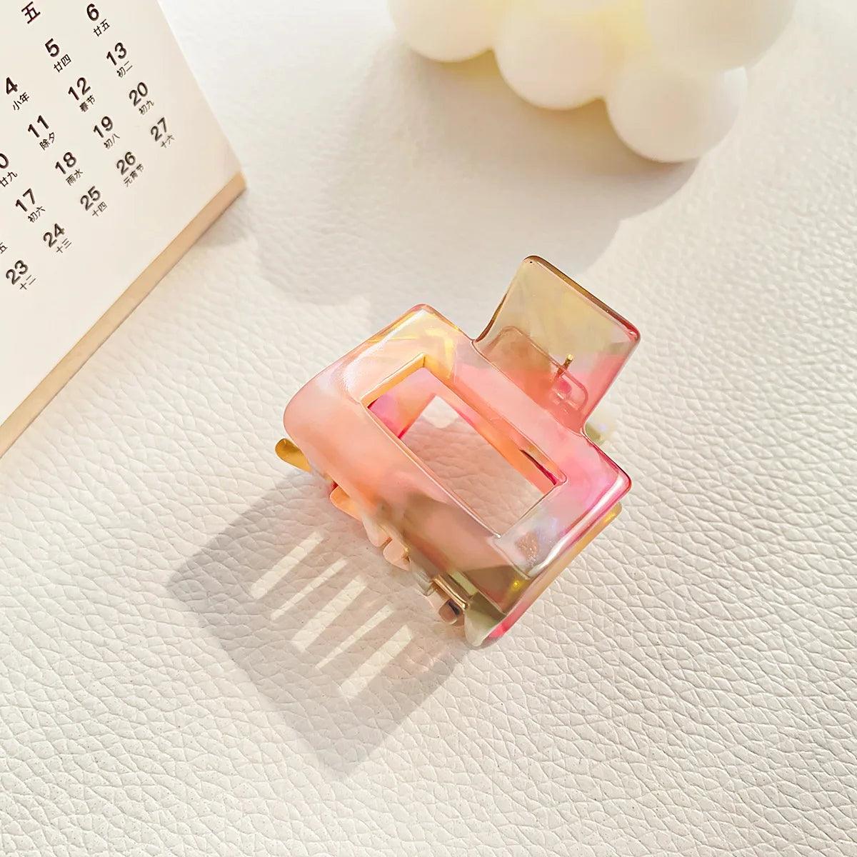 Muweordy Fashion Acetate Hollow Square Hair Claws Crab Hair Clips Marble Print Ponytail Shark Clip Barrettes Hair Accessories