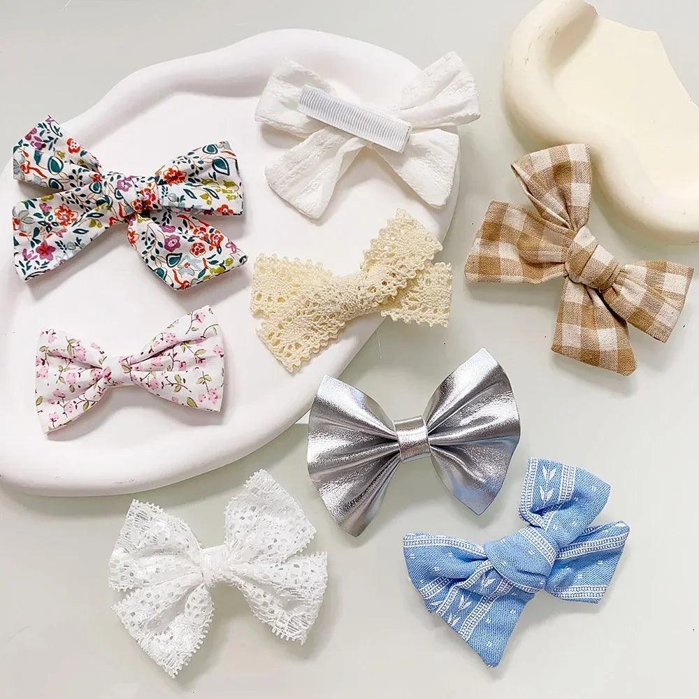 4/5Pcs Cute Baby Hairpin for Girls Print Ribbon Barrette Kids Little Hair Clip Pinches for Hair Girl Cotton Bow Hair Accessories