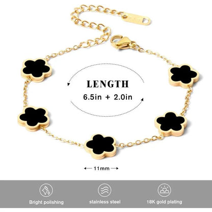 Hot Selling Plant Five Leaf Plum Blossom Stainless Steel Bracelet For Women's Jewelry Waterproof High-Quality Gift Clover