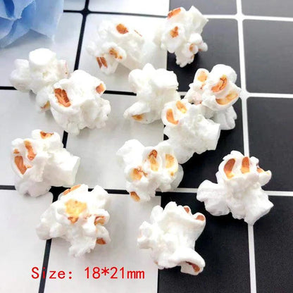 10pcs Cute Irregular Simulation Popcorn Resin Charms Cute Earring Charms Diy Crafts For Keychain Food Pendant Jewelry Make