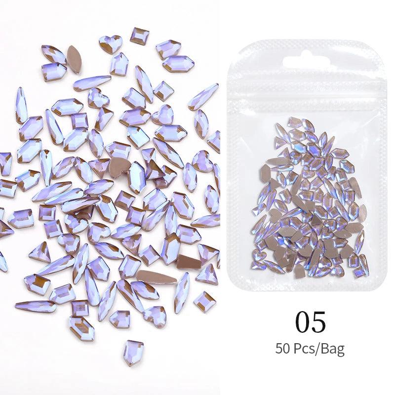 Aurora Irregular Crystal Rhinestones Nail Charm Mixed-Size Resin Flatback Jewelry Gems Stone Parts Manicure Nail Art Decorations