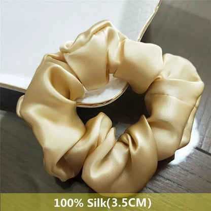 Heavyweight 100% Pure Silk Handmade Hair Scrunchies For Women Fashion Hair Ties Soft Hairbands New Girls Hair Accessoires