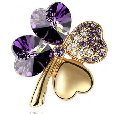 Crystal four leaf clover Brooch romantic fashion jewelry accessories charm girl lover gift summer birthday quality dropshipping