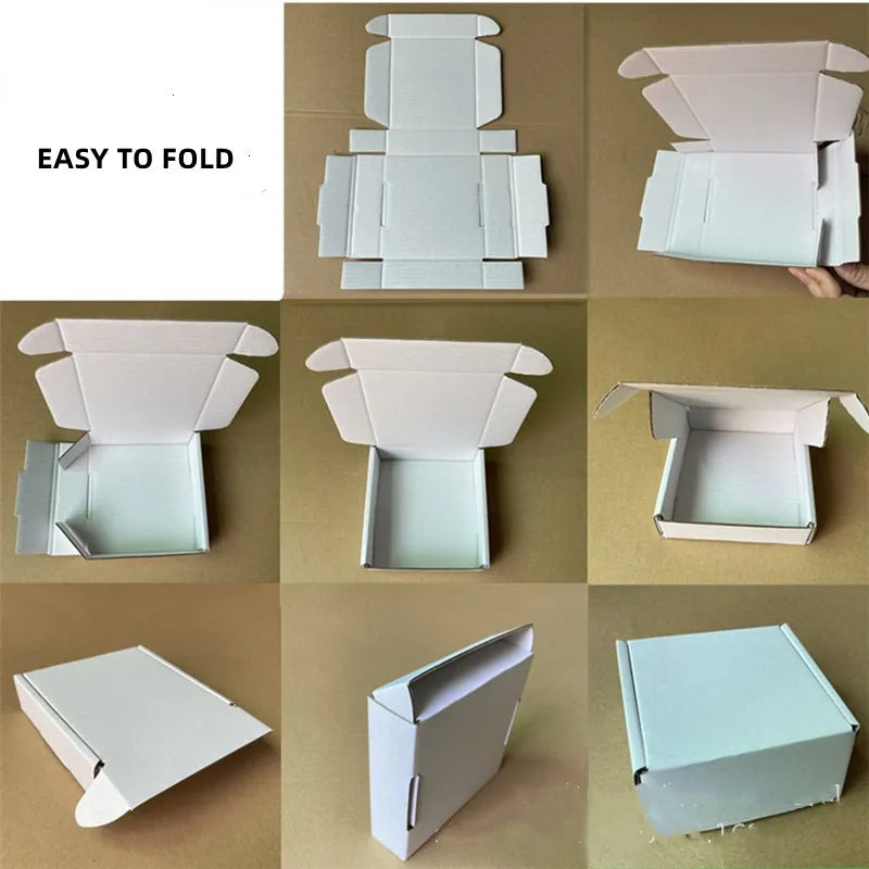 15PCS White Cardbord Carton For Packing Orders Mailer Shipping Boxes Small Jewelry Folded Packaging Boxes