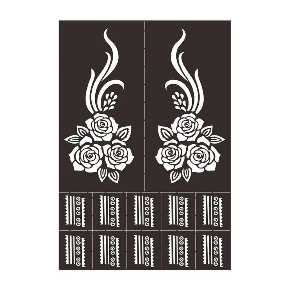 Professional Henna Stencil Temporary Hand Tattoo Body Art Sticker Template Wedding Tool India Flower Tattoo Stencil