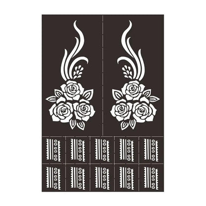 Professional Henna Stencil Temporary Hand Tattoo Body Art Sticker Template Wedding Tool India Flower Tattoo Stencil