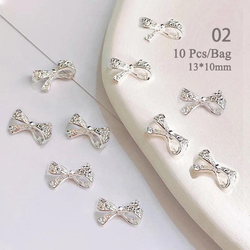 Butterfly Shaped Gold Silver Nail Charms Metal Alloy 3D Nail Rivets Gems Decoration Manicure Jewelry Accessories Nail Supplies