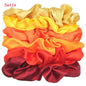 6pcs/lot Hair Scrunchies Bands Scrunchy Ties Ropes Ponytail Holder for Women or Girls Accessories Satin Headwear Solid Color Set