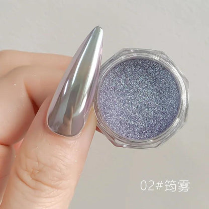 1Jar Aurora Broken Diamond Nail Powder Holographic Iridescent Aurora Powder Mermaid Pigment Glitter Nail Art Chameleon Powder