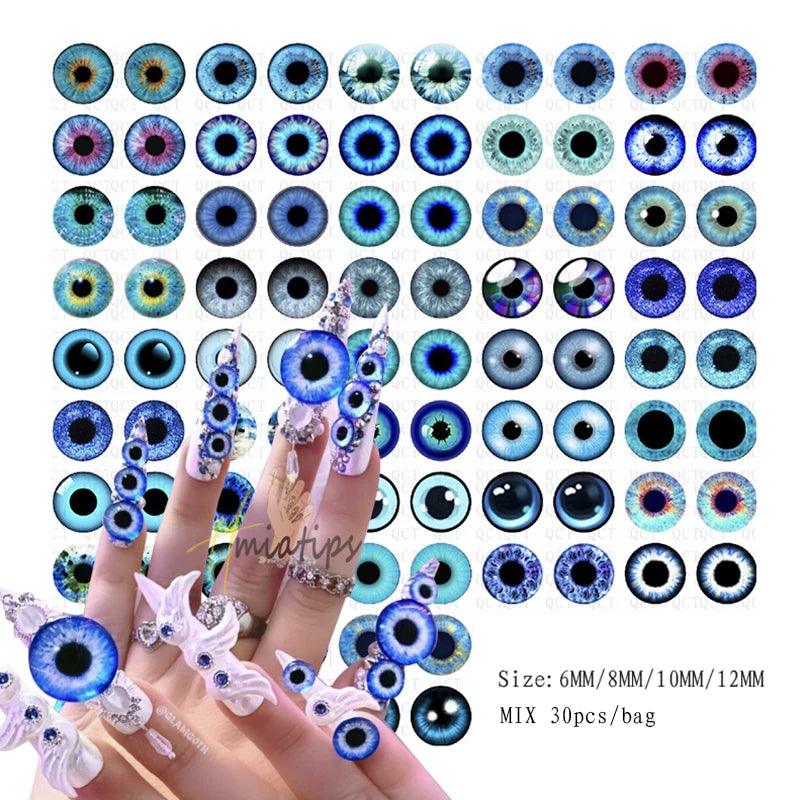 3D Halloween Evil Eye Design Nail Charm Fashionable Mixed Color Eyes Decorations Gems Glitter Acrylic DIY Shinning Jewelry