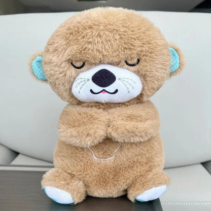 New Breathing Bear Baby Soothing Otter Plush Doll Toy Baby Kids Soothing Music Sleeping Companion Sound and Light Doll Toy Gift