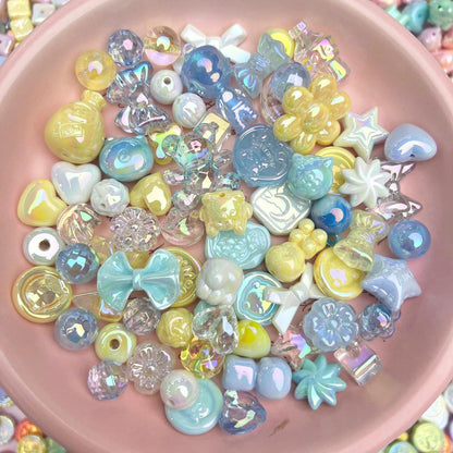 20g Y2K Randomly Mixed Bowknot Flower Heart Acrylic Cute Beads for DIY Necklace Keychain Bracelet Jewelry Craft Making Accessory