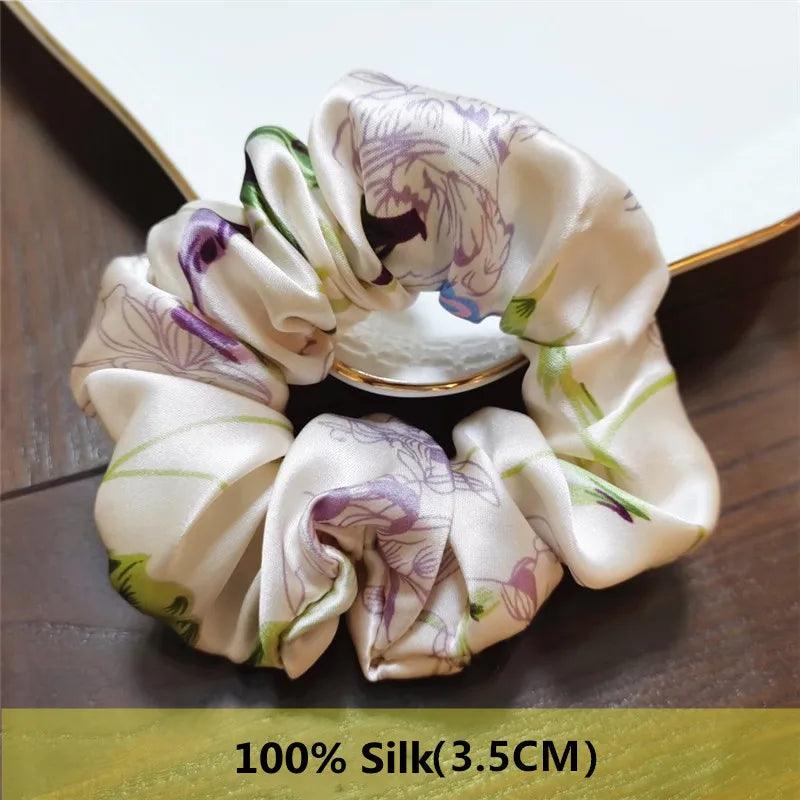 Heavyweight 100% Pure Silk Handmade Hair Scrunchies For Women Fashion Hair Ties Soft Hairbands New Girls Hair Accessoires