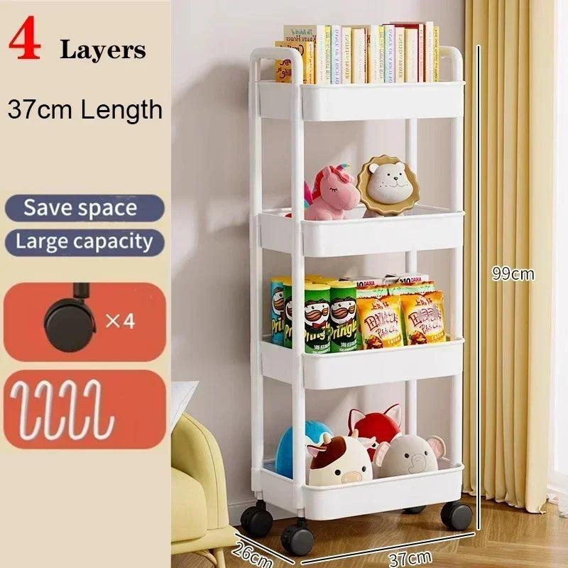 Mobile Storage Rack Trolley Household Kitchen Multifunctional Cart With Wheels Rack Bedroom Multi-Layer Storage Home Accessories