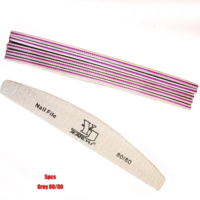 5Pcs/Lot Nail File Mix Color Limas 80/100/150/180/240 Grit Professional Sandpaper Cuticle Remover Buffer Files Manicure Tool Set