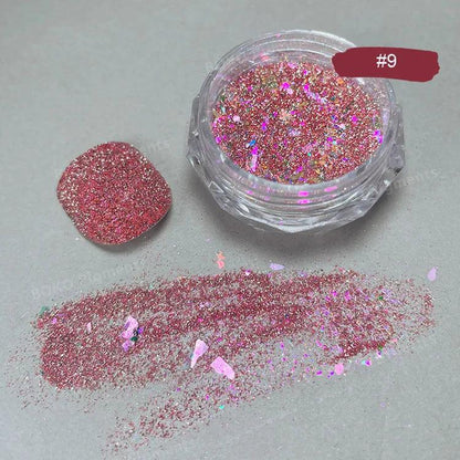 1Jar Aurora Broken Diamond Nail Powder Holographic Iridescent Aurora Powder Mermaid Pigment Glitter Nail Art Chameleon Powder