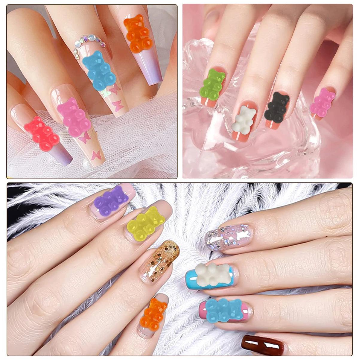 50Pcs Jelly Bear Nail Charms Resin Flatbacks Candy Bear Decoration Kawaii Gummy Bears DIY Bears Manicure Supplie DIY Accessorie - HighGloss Shop