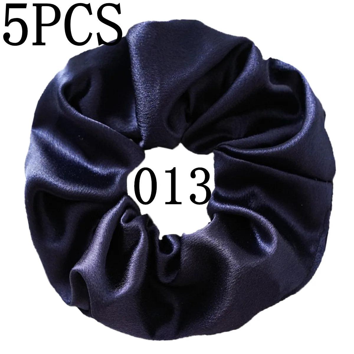 10/5pcs/lot Accessoires Women Girls Silky Satin Hair Scrunchies Solid Elastic Elegant Rubber Band Headwear Holder Scrunchy Black